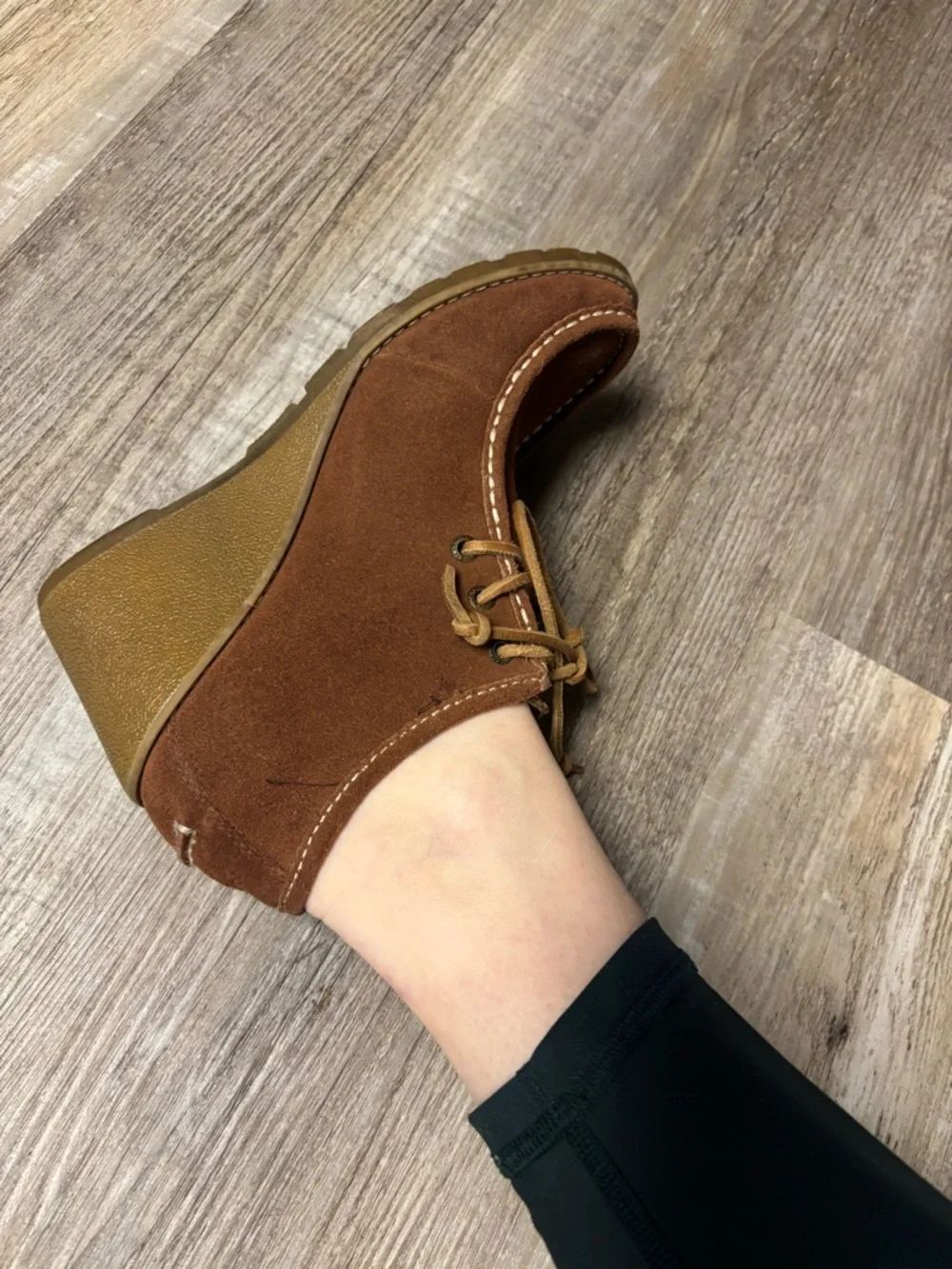 Sperry Brown Suede Lace-Up Wedge Chukka Oxfords Fall